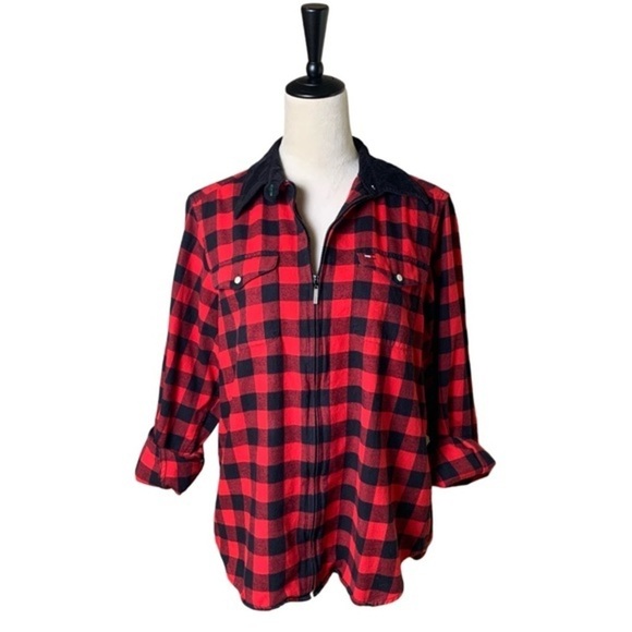 Tommy Hilfiger Buffalo Plaid Heritage Flannel 100% Cotton Women's Cozy Fall - Picture 1 of 10